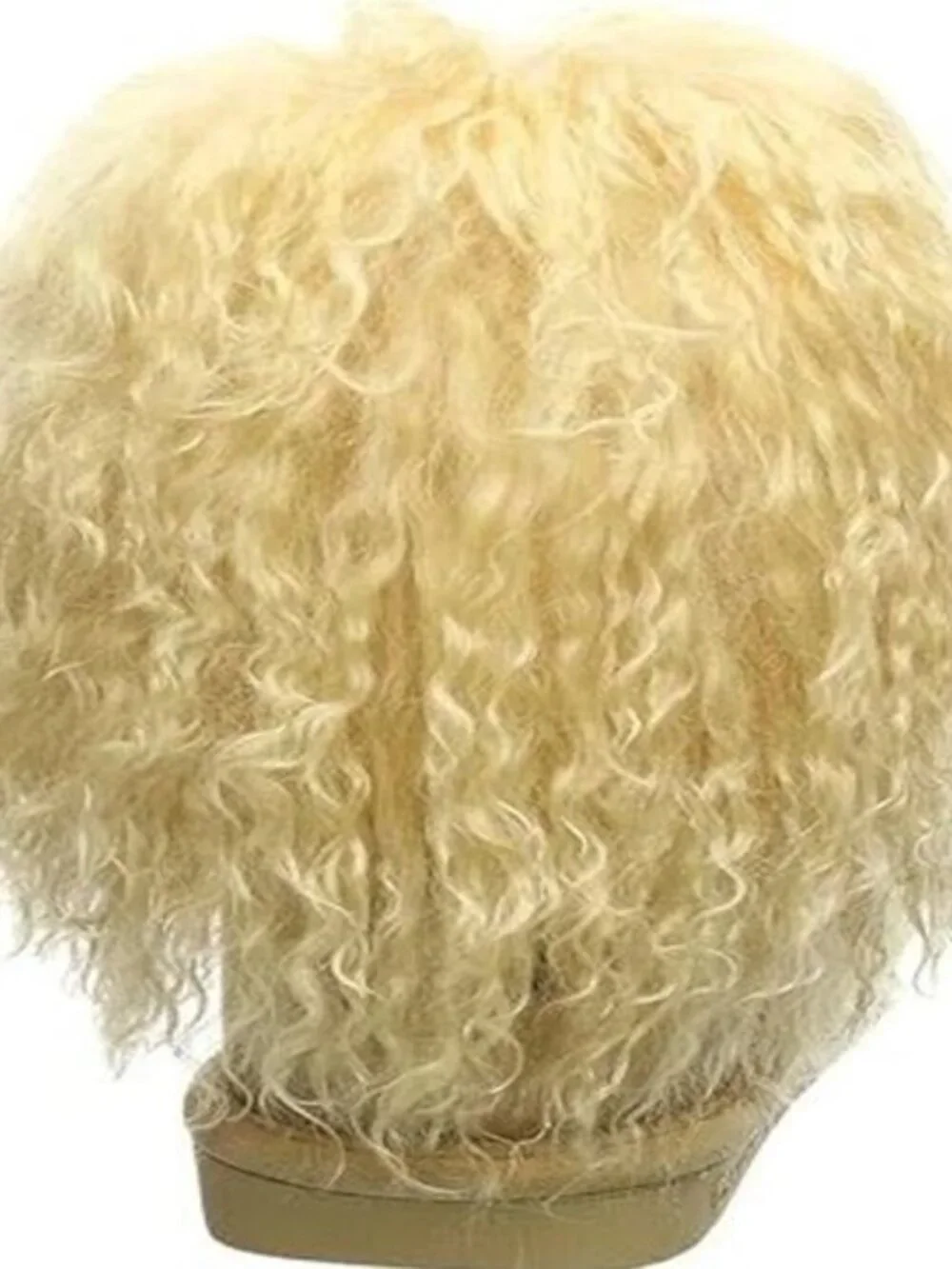 Bearpaw Boo Yellow Shearling Wool Lined Curly Lamb Fur Sherpa Boho Boots 8 NEW